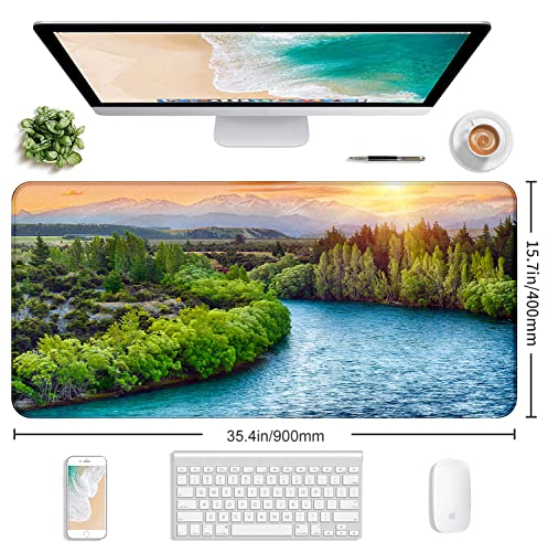 Extended Sunset Forest Gaming Mouse Pad, Keyboard Computer Office Mouse Pad | Large Extended Mouse Pad; Full Desk Coverage; Waterproof Coating; Stable Anti-Slide Base For Gaming, Office, Study Daily Use - color: Sunset Forest