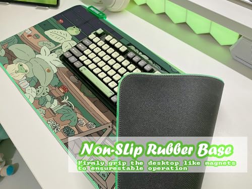 JMIYAV Little Frog RGB Green Gaming Mouse Pad 31.5x12 Inch PC XL Large Glowing Led Light Up Desk Pad Non-Slip Rubber Base Computer Cute Mousepad Mat Desk Accessories Gaming Setup 31.5x12 Inch - color: G-little Frog