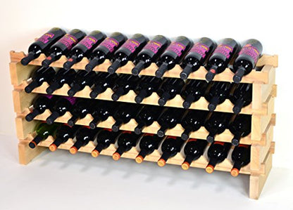 Modular Wine Rack Beechwood 40-120 Bottle Capacity 10 Bottles Across up to 12 Rows Newest Improved Model (40 Bottles - 4 Rows) - size: 40 Bottles - 4 Rows