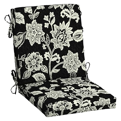 Arden Midback Outdoor Patio Chair Cushion, 18 x 16.5, Rain-Proof Seat Pad, Fade-Resistant Outdoor Cushion Ashland Black Jacobean - color: Ashland Black Jacobean