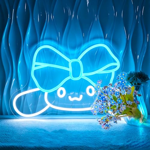 Neon Sign, Anime Neon Signs for Wall Decor LED Light up Signs Home Decor for Bedroom, Man Cave, Gaming Room, Party, Club, Pub, Bar Decoration Christmas Halloween Easter Gift USB Operated - color: Ice Blue
