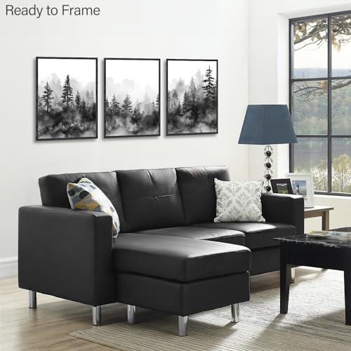 Dazzlewall Misty Forest Mountain Wall Decor Poster Black White Forest Landscape Wall Poster for Bedroom Living Room Decor 12x16 in Unframed Set of 3 - color: Black White Forest