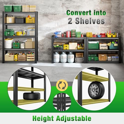 Raybee Storage Shelves Garage Shelving Heavy Duty,5-Tier Adjustable Garage Shelves,Metal Shelving for Garage,Basement, Warehouse,Pantry, 72" H x 31.5" W x 16.5" D，Black - size: 16.5"D x 31.5"W x 72"H,Black