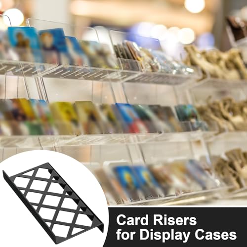 Yalikop 24 Pcs Trading Card Risers for Display Case Acrylic Modular Display Risers for Cardshow Vendor Sport Card Board Game (Hollow) - style: Hollow