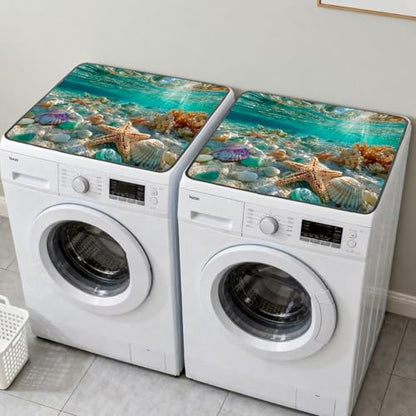 Nuxovilar Underwater Ocean Starfish Dryer Cover for the Top, Non-slip Washer & Dryer Protector, 23.62"x19.68" Dust-proof Washing Machine Mat, Diatom Mud Polyester Dryer Top Pad for Laundry Room - color: Yhd16881