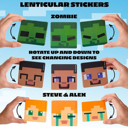 Minecraft Lenticular Motion Stickers with Five Pack 3D Laptop Decal Stickers for Gaming Boys Girls Gamer Gifts for Kids