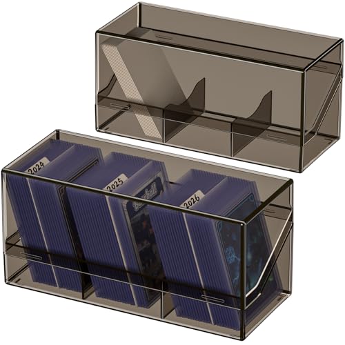 Top Loaders Storage Box, Acrylic Trading Card Storage Box with 10 Dividers, U-V Protection, Card Organizer for 110 Toploaders (Black) - color: Black