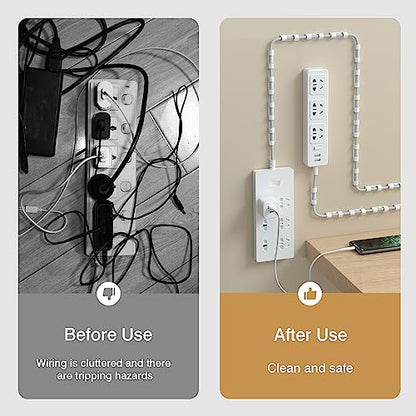 Adhesive Punch-Free Socket Holder, 10Pcs Power Stirp Holder and 40Pcs Cable Clips Kit, Self-Adhesive Power Strip Holder Wall Mount-Space-Saving and Easy to Install