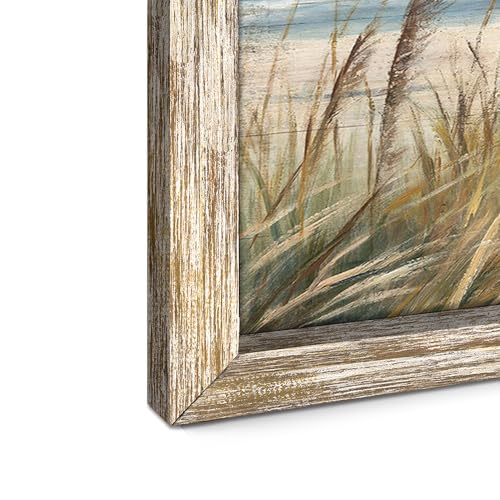 Beach Ocean Painting Wall Art: Framed Coastal Picture Wooden Sea Bird Print Seaside Sand Seascape Artwork Decor for Living Room Bedroom Bathroom 24x12 inch - color: Beach 03, size: 24"L x 12"W