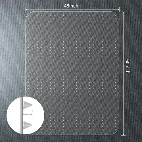 WASJOYE Chair Mat for Carpet, 48" x 60" Office Chair Mat for Carpet, Heavy Duty Chair Mat with Non-Slip Studded for Home and Office Low Pile Carpet - size: 48" x 60" Rectangle for Carpet