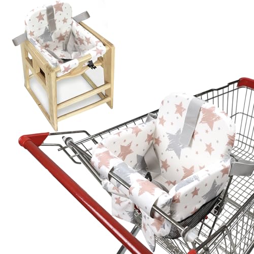 Padded Shopping Cart Cover for Baby Boy & Girl, High Chair Cover for Restaurant Seat, Machine Washable Infant Toddler Buggy Seat Cover,Compatible with High Back Full Bucket Swing(Star)