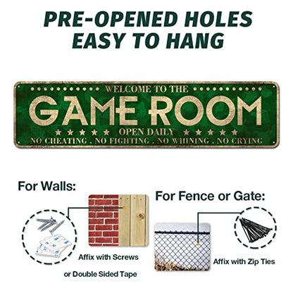 Game Room Décor Metal Aluminum Novelty Tin Sign | 4" x 16", Man Cave Signs - color: Game Room