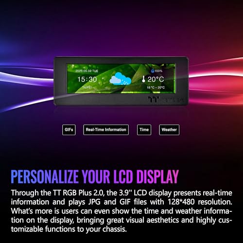 Thermaltake Tower 300/600 Series LCD Panel Kit; 3.9" LCD Display; Supported by Tt RGB Plus 2.0 Software; AC-073-OO1NAN-A1; 3 Year Warranty - color: Black, size: Tower 300 LCD Panel, style: Tower 300