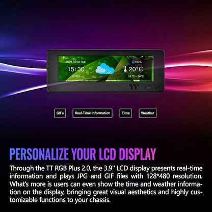 Thermaltake Tower 300/600 Series LCD Panel Kit; 3.9" LCD Display; Supported by Tt RGB Plus 2.0 Software; AC-073-OO1NAN-A1; 3 Year Warranty - color: Black, size: Tower 300 LCD Panel, style: Tower 300