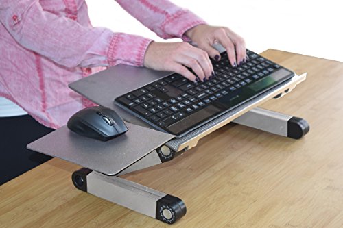 Uncaged Ergonomics Adjustable Keyboard Tray, Silver, Keyboard Tray, Ergonomic, Wrist Support, Portable, Universal, Aluminum - color: Silver