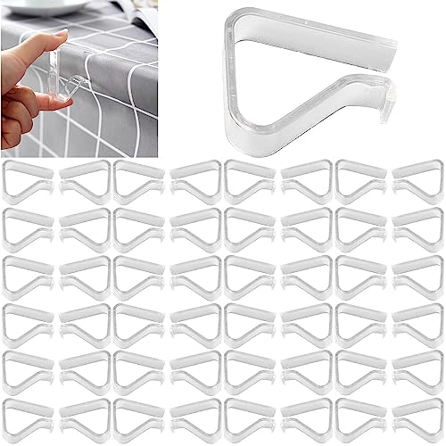 48 Pieces Transparent Clear Tablecloth Clips, Plastic Table Cloth Clips，Windproof Table Cover Holder Clamps，Table Cloth Holder for Christmas Home Wedding Party Indoor Outdoor Camping Picnic (Small) - size: Small