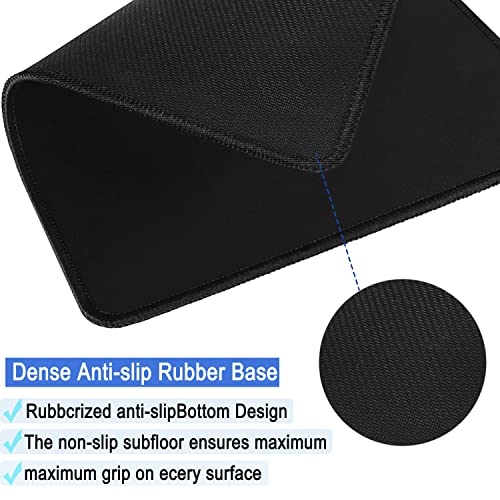 Mouse Pad, Upgraded 30% Larger Mouse pad with Durable Stitched Edges, Waterproof Mousepad, Nonslip Natural Rubber Base Mouse pad for Gaming Computer, Laptop, Office, Home, 11.8 x 9.8 x 0.12 in - color: Black, size: Medium