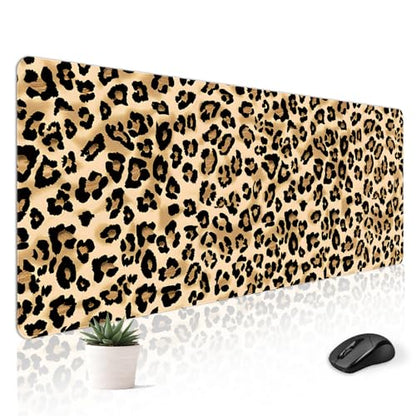 Mousepad Desk Mat Gaming Large Keyboard Cute Office Desktop Computer Laptop XXL Long Big Kawaii Aesthetic Girly Pretty Design Women Girl Gamer Oversized Wide 30x12'' Mousepad, Leopard - color: Leopard