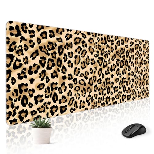 Mousepad Desk Mat Gaming Large Keyboard Cute Office Desktop Computer Laptop XXL Long Big Kawaii Aesthetic Girly Pretty Design Women Girl Gamer Oversized Wide 30x12'' Mousepad, Leopard - color: Leopard