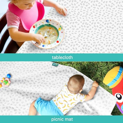 Biloban Baby Splat Mat 2 Pack for Under High Chair & Arts & Crafts & Eating Mess, 46 x 42 Inch Waterproof and Washable Spill Mat, Anti-Slip Floor Protector - color: Grey Leaf