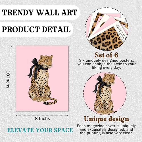 Isfvqyub Preppy Cheetah Leopard Wall Art, Aesthetic Lucky 8 Ball Stockholm Poster For Girl Boy, Trendy Pink Poker Wall Decor For Bedroom Dorm College Apartment Office, Set Of 6 -A04 - size: Leopard