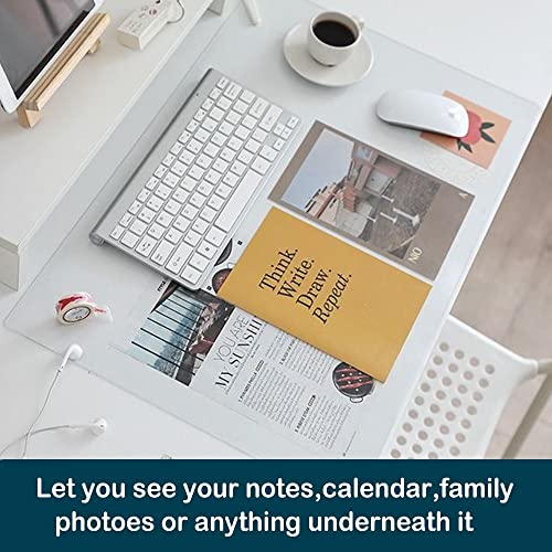 Office Desk Blotter Pad Clear Mats Table Protector PVC Writing Mat Plastic Desk Overlay for Laptop Computer Desktop Keyboard Pads Vinyl Wipeable Waterproof Home with Mouse Pad Mat Extra Large 24x48 - size: 24 x 48 inch