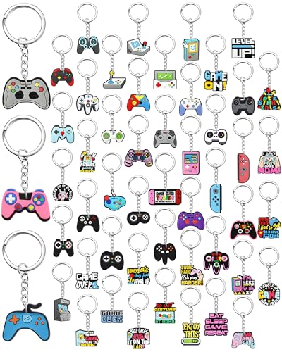 Keychains Bulk,Funny Key Chain for Prizes Incentives Holiday Gifts Birthday Party Favors - color: 50pcs Game Keychains