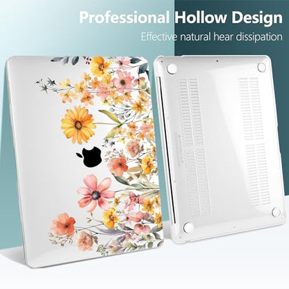 DONGKE Compatible with MacBook Air 13 inch Case 2021 2020 2019 2018 Release A2337 M1 A2179 A1932 with Retina Display Touch ID, Plastic Hard Shell & Keyboard Cover - Color Daisy - color: Color Daisy X811