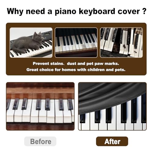 Explore Land 88 Keys Digital Piano Dust Cover with Music Stand Opening and Pockets - Waterproof Leatherette Electronic Keyboard Cover Fits for Most Piano(Black) - color: Black