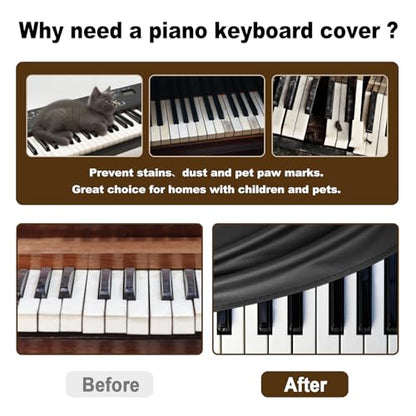 Explore Land 88 Keys Digital Piano Dust Cover with Music Stand Opening and Pockets - Waterproof Leatherette Electronic Keyboard Cover Fits for Most Piano(Black) - color: Black