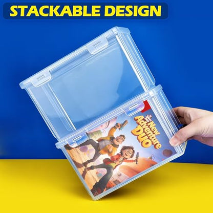 2 Pack Video Game Holder for Switch Game Storage Box Store 18 Cases, Media Storage Organizer, Clear Plastic Storage Box