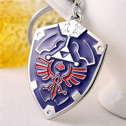 DeltaHalo | Link Shield Keychain Legend of Zelda Keyring |"Thin-Tin" Super Light Weight Metal Keychain (Blue), Small