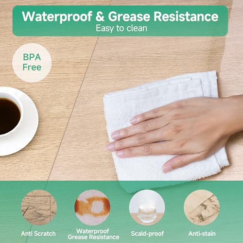 NATRKE Clear Desk Mat Pad, 31.5"x15.7" Large Transparent Computer Desk Mat Plastic Desktop Protector, PVC Writing Pad with Round Edge, Waterproof Wipeable Non-Slip Table Protector for Home Office - color: Clear, size: 31.5" x 15.7"