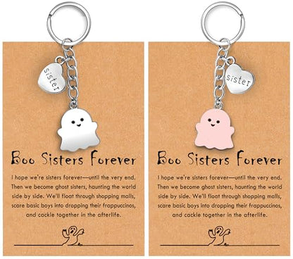 PRCOLUX Funny Cute Ghost Keychain Gifts for Sisters Boyfriend Girlfriend Couple Halloween Christmas Birthday Graduation Gifts - style: Ghost Boo