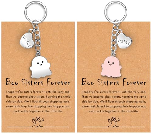 PRCOLUX Funny Cute Ghost Keychain Gifts for Sisters Boyfriend Girlfriend Couple Halloween Christmas Birthday Graduation Gifts - style: Ghost Boo