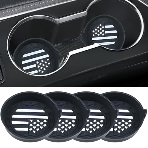 Amooca Car Cup Coaster Universal Non-Slip Silicone Cup Holder Insert Car Interior Accessories for Drink American Flag US Flag 4 Pack Black - color: Black American Flag, size: 4 Pack