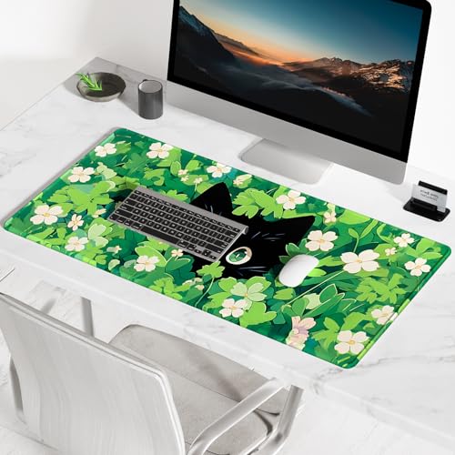 Large BOSOBO Gaming Mouse Mat, XXL, 31.5 x 11.8 Inches, Anime Grass Cat - color: Anime Grass Cat, size: XL - 31.5 x 11.8 Inches