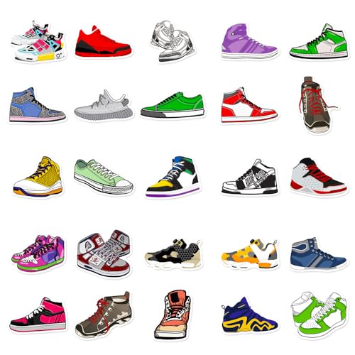 50 pcs Sneaker Stickers, Basketball Shoe Stickers for Skateboards, laptops, Guitar, Water Bottles, Bikes, Luggage