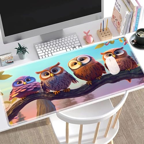 MTG Playmat, Smooth Surface Game Play Pad MTG TCG 24 x 14 inch with Storage Bag, Non-Slip Mouse Pad Card Fighting Game, Cute Owl - color: Cute Owl