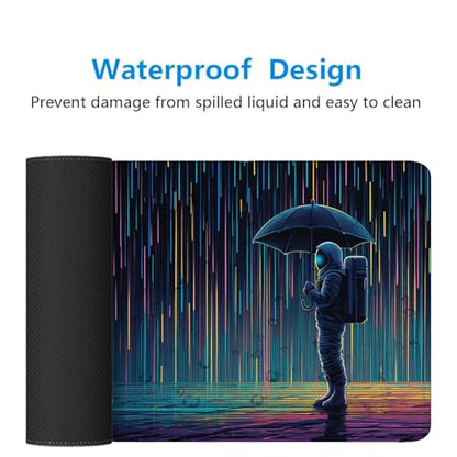 Funny Astronaut Gaming Mouse Pad Vertical Meteor Shower Rain Extended Mousepad Waterproof Stitched Edges Rubber Base Non-Slip Deskmap Computer Keyboard Mat 31.5x11.8 Inch - color: Funny Astronaut, size: 31.5" x 11.8"