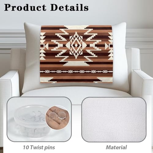 Brown Sofa Headrest Covers Recliner Headrest Protector Cover Aztec Wrinkle Resistant Recliner Couch Head Rest Covers Protector for Sofa Couch 2 Pcs - color: Brown Aztec