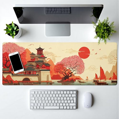 Scenery of Japan Gaming Mouse Pad Large Desk Mat Extended Keyboard Mouse Pad Anime Mousepad with Non-Slip Base and Stitched Edge Mouse Mat Desk Pad 31.5 x 11.8 Mouse Pads for Desk Home Office Gaming - color: Scenery of Japan
