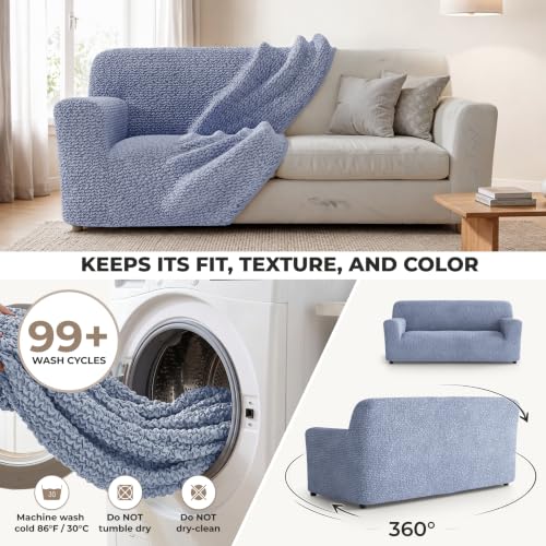 Premium Stretch Couch Covers for Sofa - Sofa Chair Cover Washable, Dogs & Pets Friendly - Elastic Polyester Loveseat Slipcovers - Non-Slip Love Seat Couch Covers - Blue (64"-85" Wide) - color: Blue, size: 64"-85" Wide