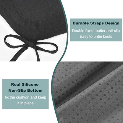 baibu Set of 2 Dining Chair Cushions, Dual-Layer Patent Design Memory Foam Kitchen Chair Cushions, Non-Slip Seat Pads with Ties, 16.5 x 16.5 x 3.5in, 2 Pack, Black - color: Black, size: 2 Count (Pack of 1)