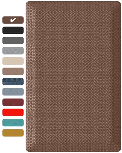 Ophanie Kitchen Mats for Floor,3/4 inch Thick,17x28 Anti Fatigue Cushioned Mat with 99+ Pairs of Anti-Slip Bottom Ridges,Kitchen Rugs,Waterproof,Comfort Ergonomic Standing Mat for Office,Home,Sink - color: Brown, size: 28"L x 17"W x 0.8"Th