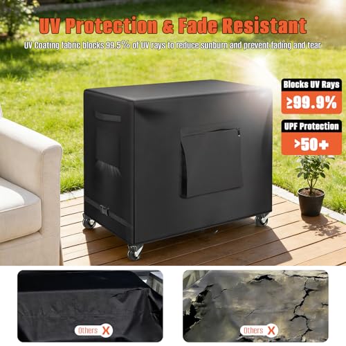 Kovshuiwe 33.8" L x 17.3" W x 32" H Outdoor Prep Table Cover | Waterproof Patio Dining Cart Cover Fitting Stainless Steel Grill Cart Trolley Table Covers - color: Black, size: 33.8" L x 17.3" W x 32" H