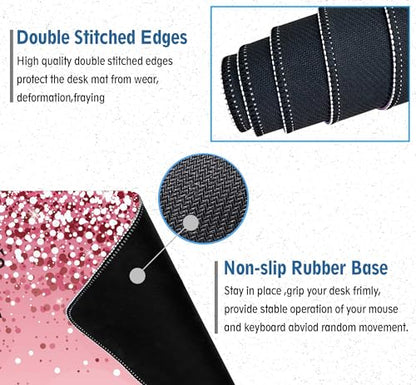 Large Desk Mat Extended Mouse Pad, Pink Cute Mousepad Desk Pad,Waterproof Durable Non-Slip Rubber Base Gaming Mousepad Desk Mat for Office/Home/Desktop,Pink Mouse Pad for Women - color: P2