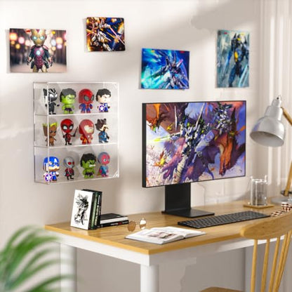 AITEE Acrylic Display Case for Mini Funko Pop Figures, Clear Wall Mounted or Desktop 3 Layer Storage Cabinet Organizer for Mini Figures,Collections,Dustproof Display Case for Toys Rock Stone - size: 3-Layer