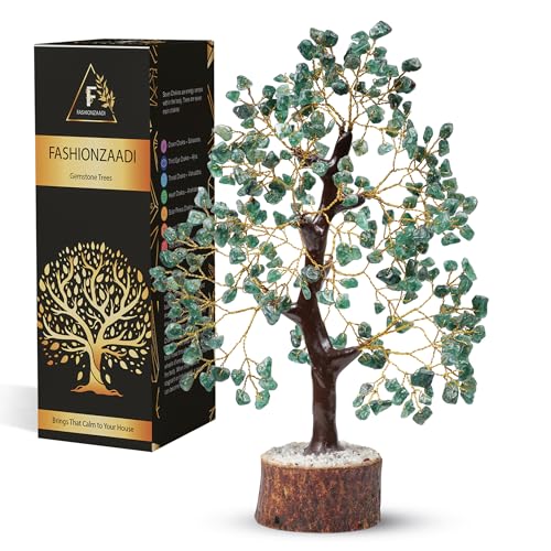 FASHIONZAADI Green Aventurine Crystal Tree, Crystals and Stones, Gem Tree, Healing Gemstones and Crystals Home Decor, Meditation Decor, Spiritual Gifts for Women, Good Luck Gift - color: Green Aventurine Golden Wire