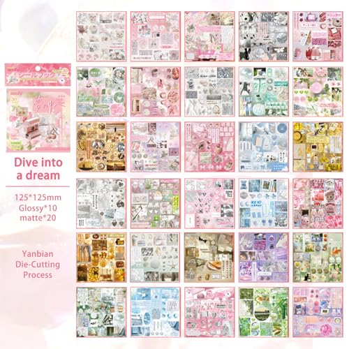 Dreamcore Japanese Sticker Book: 700+ Die-Cut Glossy & Matte Stickers - 30 Sheets for Journaling, Scrapbooking, Planners, Junk Journals-Prayer Board Supplies-Vision Board Supplies - color: Dream Within a Dream